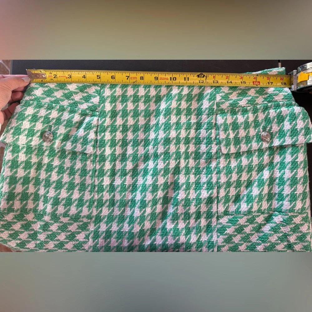 Karl Lagerfeld Mint Houndstooth Skirt
